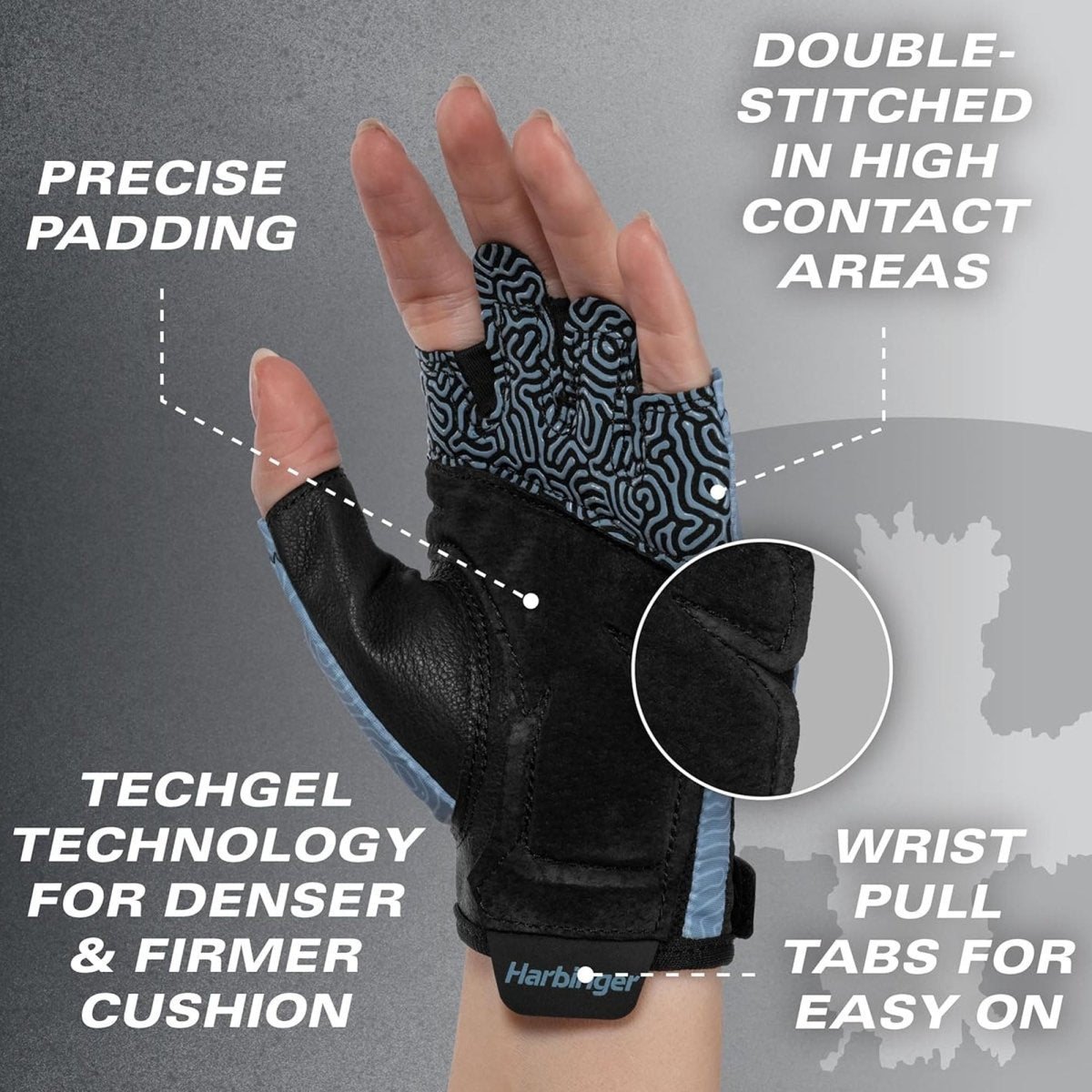 Harbinger Women's Training Grip Gloves 3.0 - Slate Blue - Forza Sports