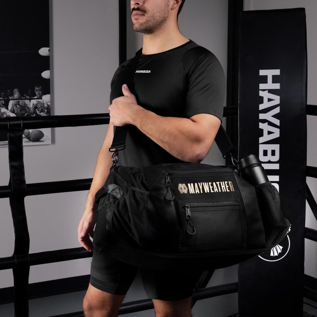 Hayabusa Mayweather Mesh Gym Bag, Black/Gold, One Size - Forza Sports