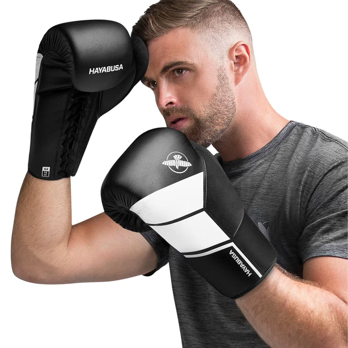 Hayabusa S4 Lace Up Boxing Gloves, Black - Forza Sports