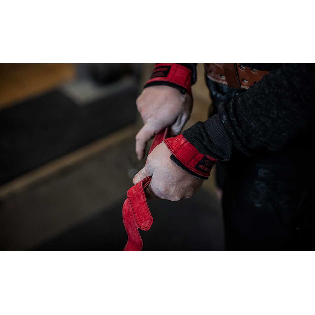 Harbinger 21" Padded Leather Weight Lifting Straps - Red - Forza Sports