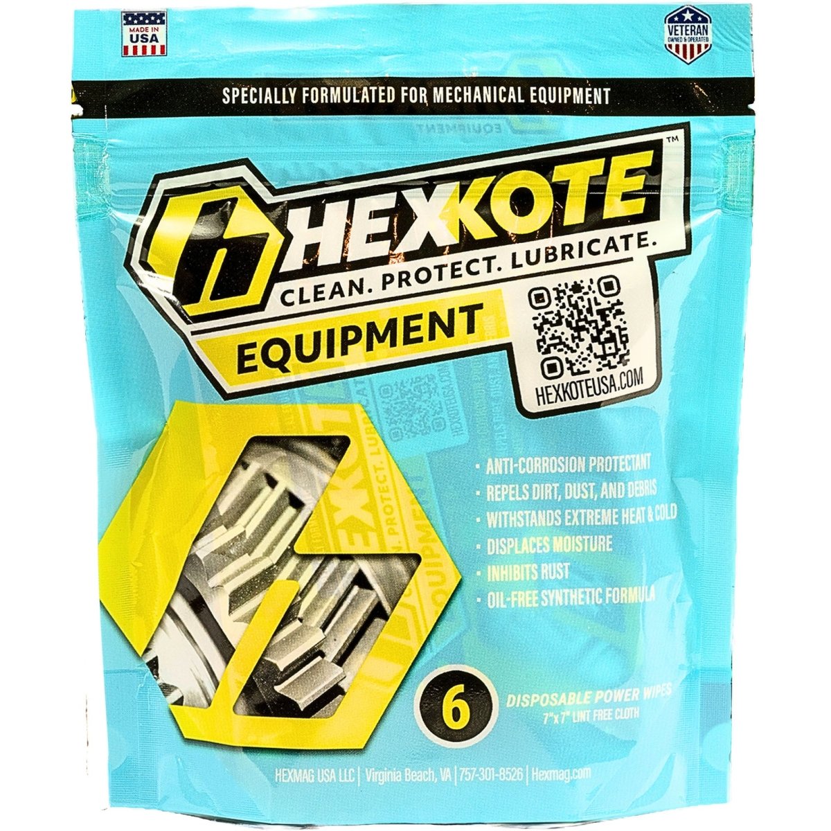 HEXKOTE Equipment Dry Lube Gun Knife Cleaner Lubricant Disposable Wipes (6 Pack) - Forza Sports