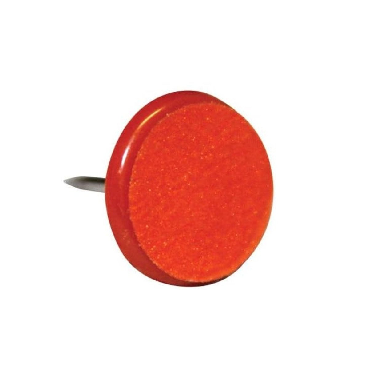 Red plastic reflective tacks on a white background