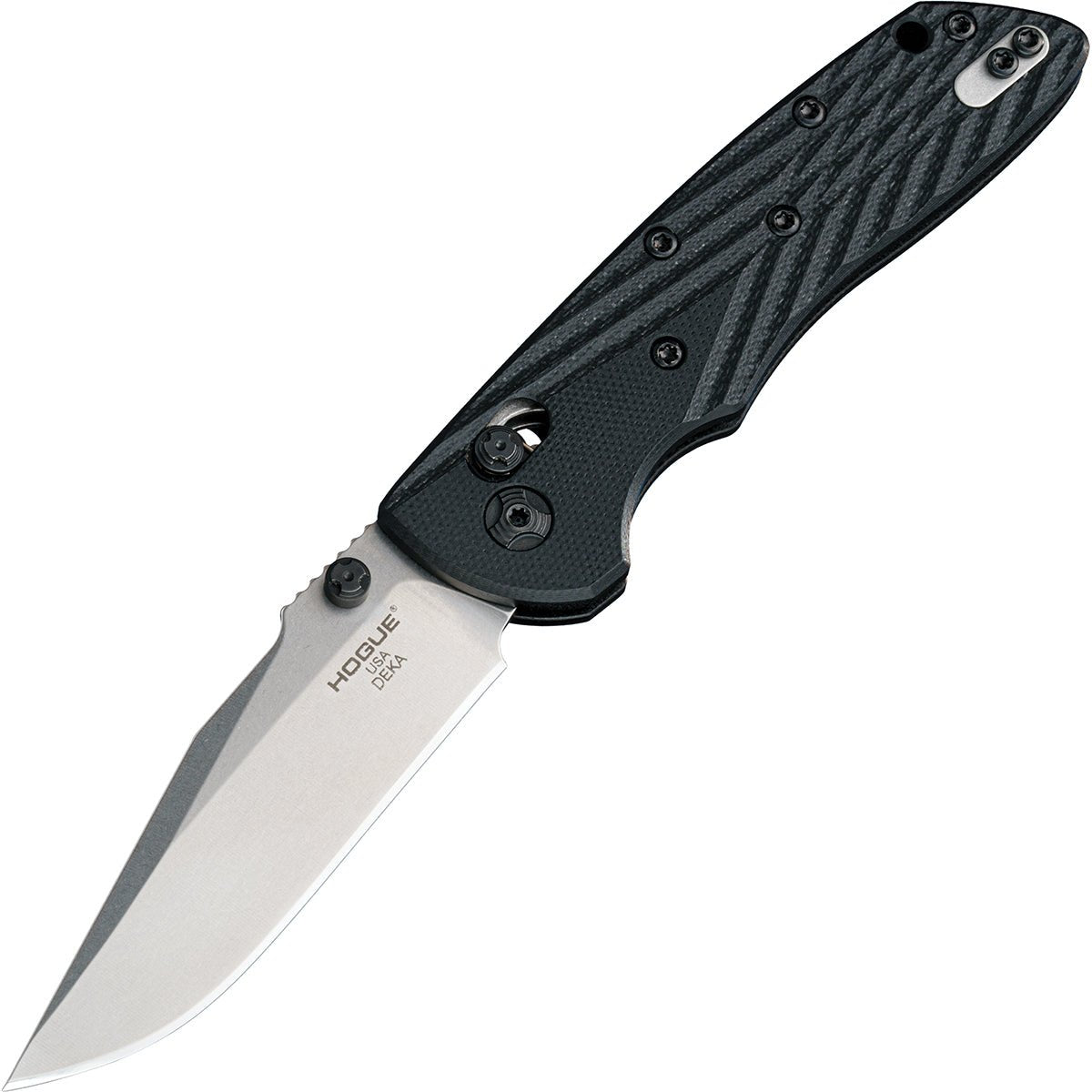 Hogue Deka Manual Folder 3.25" Clip Point Blade Knife with Tumbled Finish - Forza Sports
