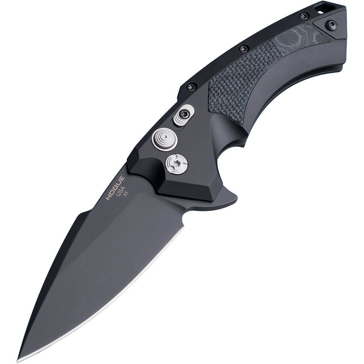 Hogue X5 Manual Flipper 4" Spear Point Blade Knife - Matte Black - Forza Sports