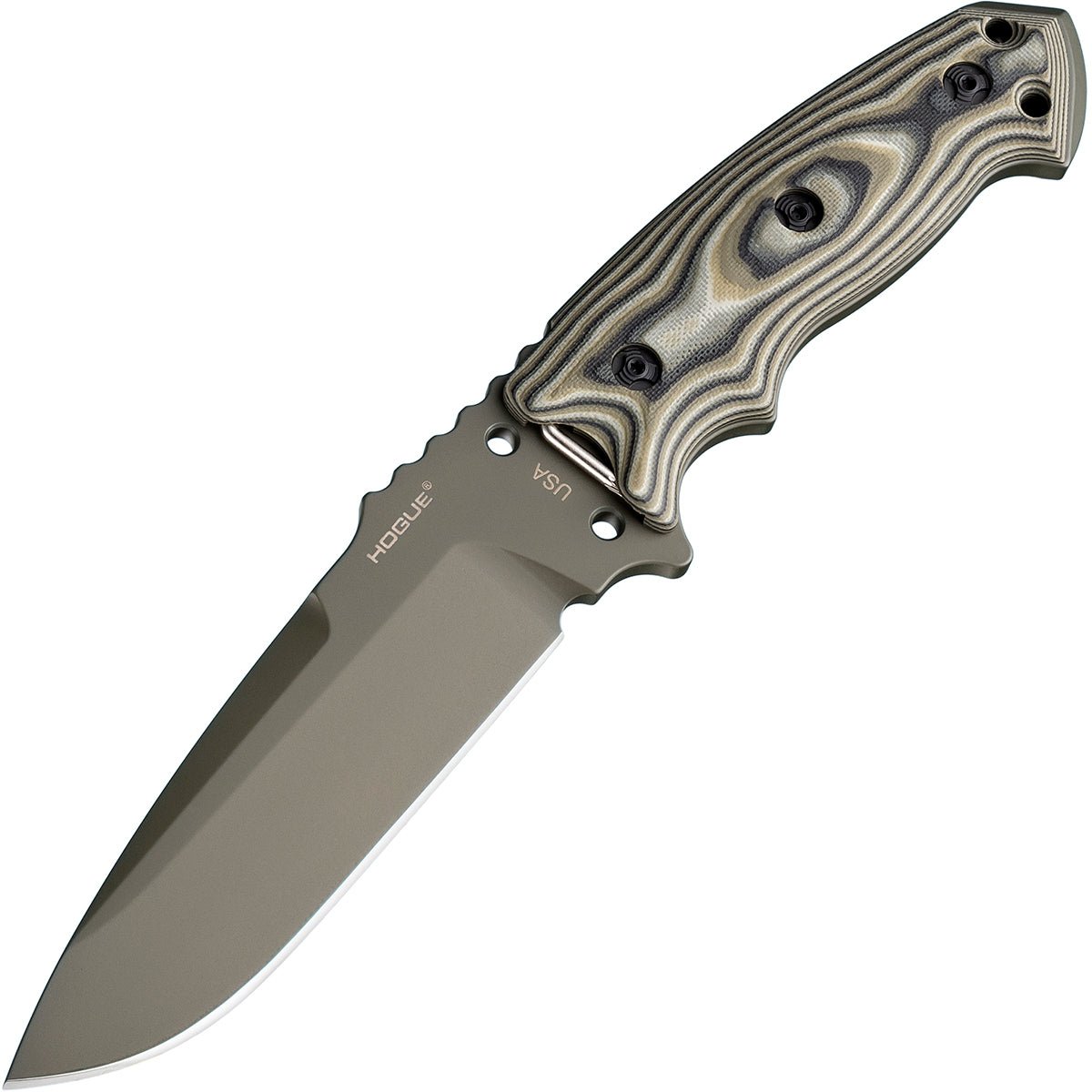 Hogue EX - F01 Fixed Blade 5.5" Drop Point Blade Knife - OD Green - Forza Sports