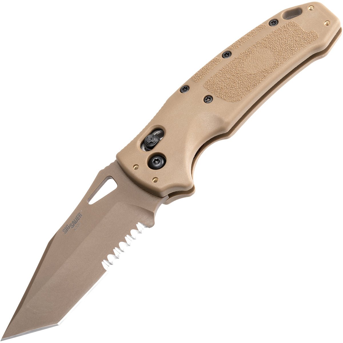 Hogue Manual Folder 3.5" Partially Serrated Tanto Blade Knife - Coyote Tan - Forza Sports