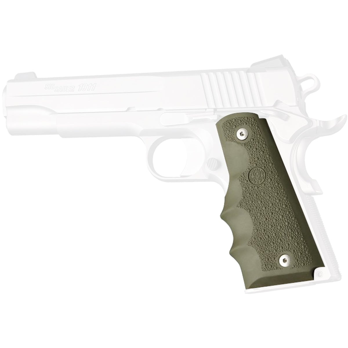 Hogue 1911 Government Model Cobblestone OverMolded Rubber Grip w/ Finger Grooves - Forza Sports