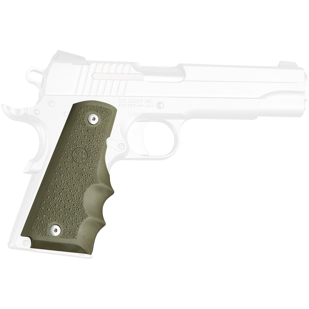 Hogue 1911 Government Model Cobblestone OverMolded Rubber Grip w/ Finger Grooves - Forza Sports
