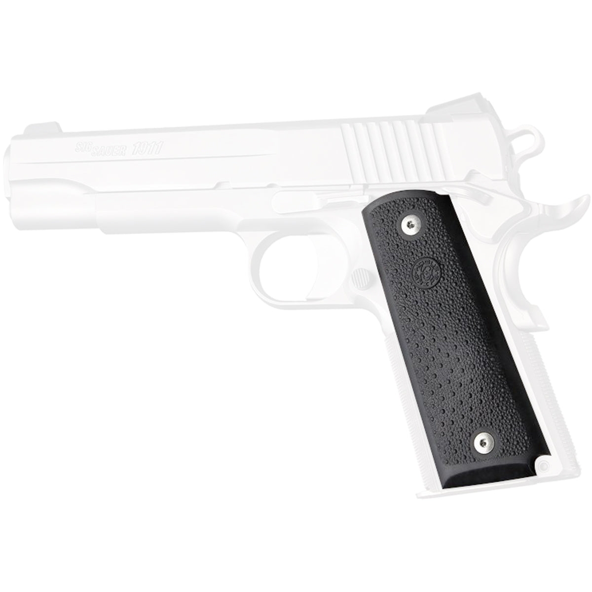 Hogue 1911 Govt. Model OverMolded Rubber Grip Panels w/ Palm Swells - Black - Forza Sports