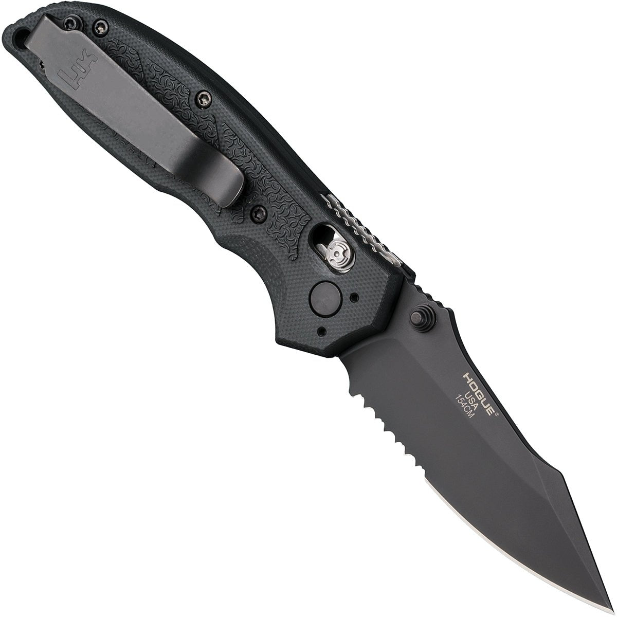 Hogue HK Exemplar Manual Folder 3.25" Partially Serrated Clip Point Blade Knife - Forza Sports