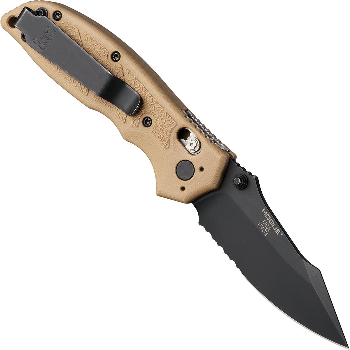 Hogue HK Exemplar Manual Folder 3.25" Partially Serrated Clip Point Blade Knife - Forza Sports