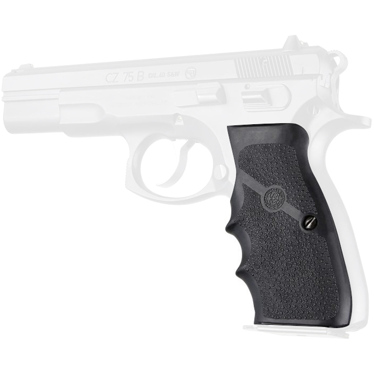 Hogue CZ - 75, TZ - 75 P - 9 Rubber Wraparound Grip with Finger Grooves - Black - Forza Sports