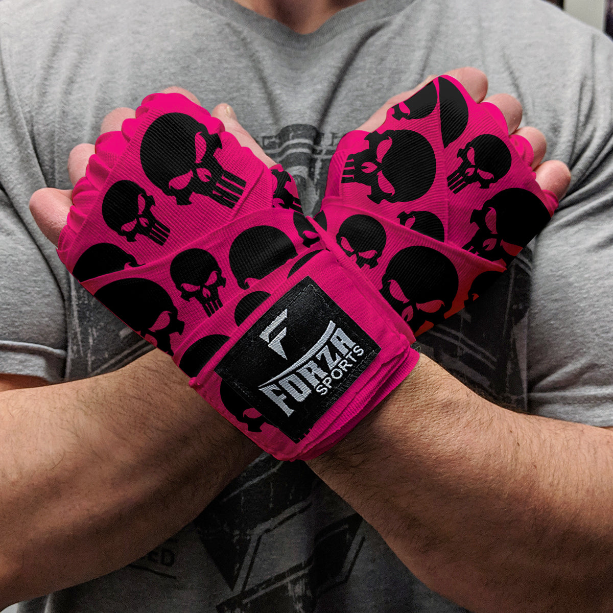 Skulls Hot Pink - Forza Sports 180" Mexican Style Boxing and MMA Handwraps