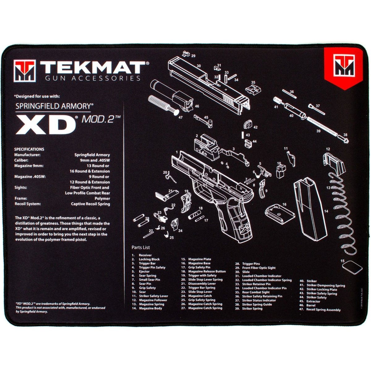 TekMat Ultra Premium Gun Cleaning Mat - 20" X 15" - Springfield Armory XD MOD.2 - Forza Sports