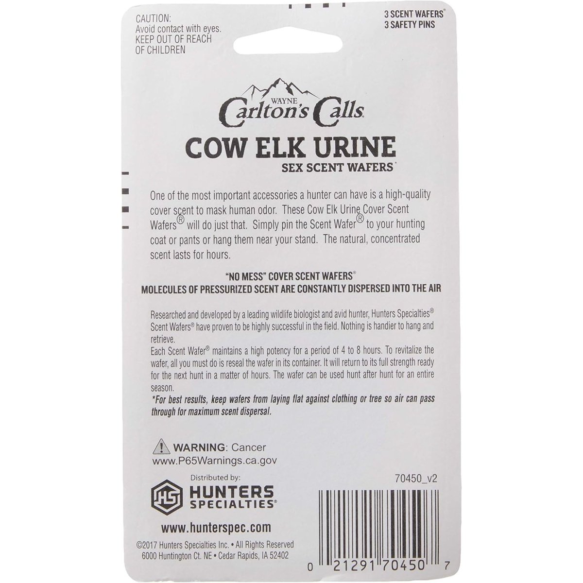 Hunter's Specialties Primetime Scent Wafers, Cow Elk Urine, 3 Pack - Forza Sports