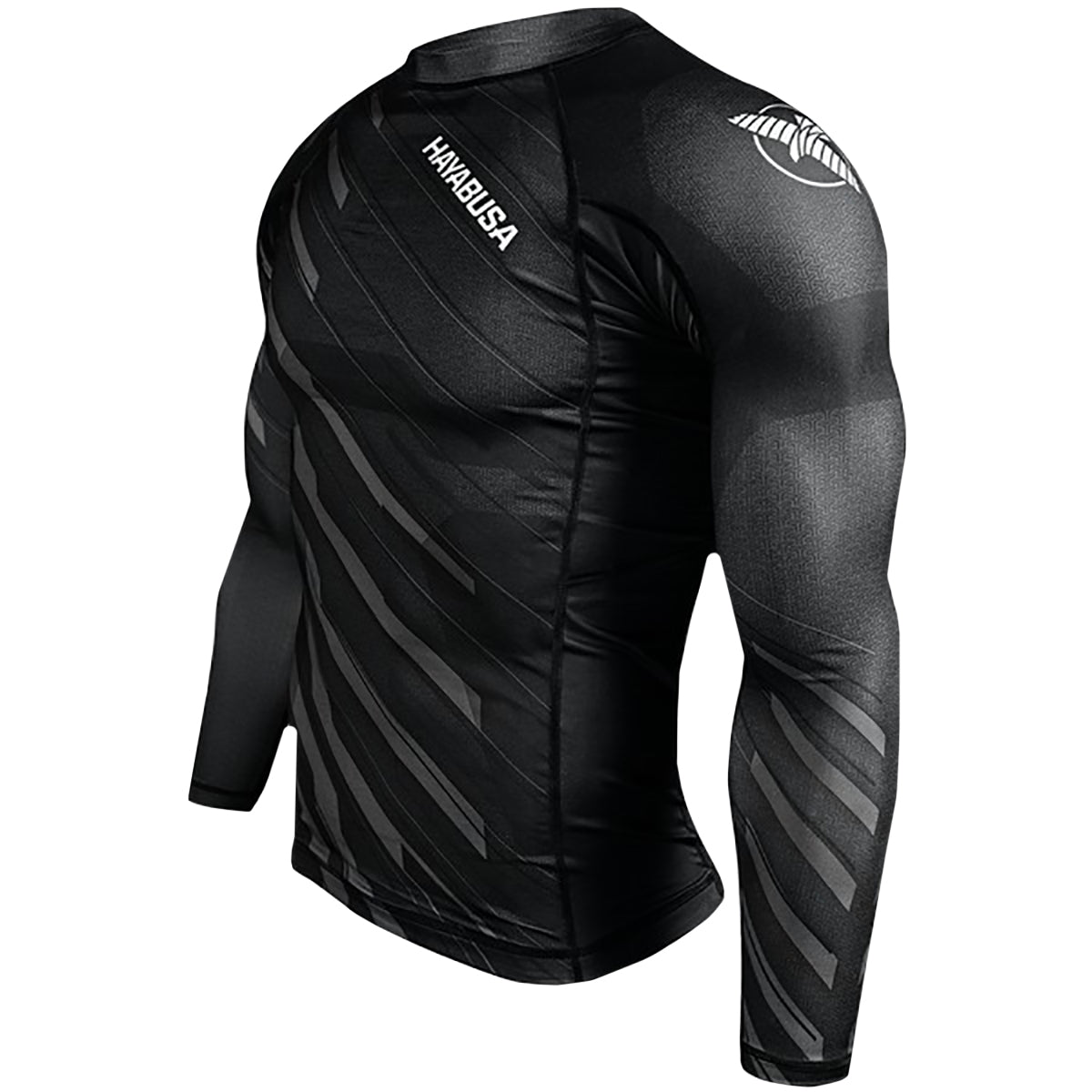 Hayabusa Metaru Charged Long Sleeve MMA Rashguard - XXS - Black/Gray - Forza Sports