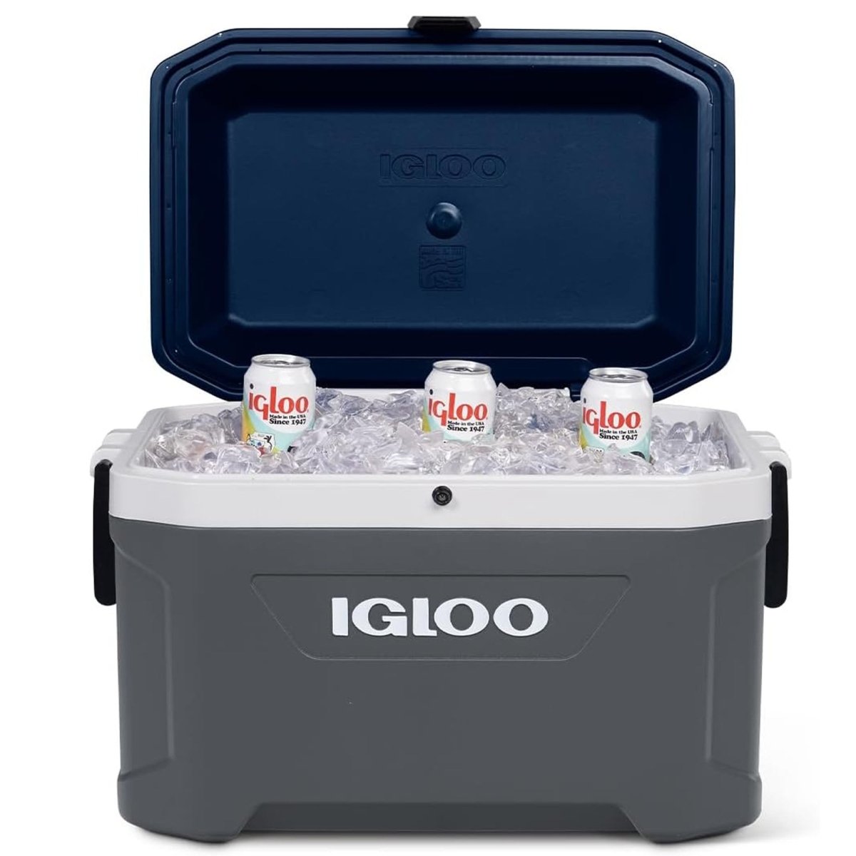 IGLOO MaxCold Latitude 54 Qt Cooler, Carbonite/Aegean Sea Blue - Forza Sports