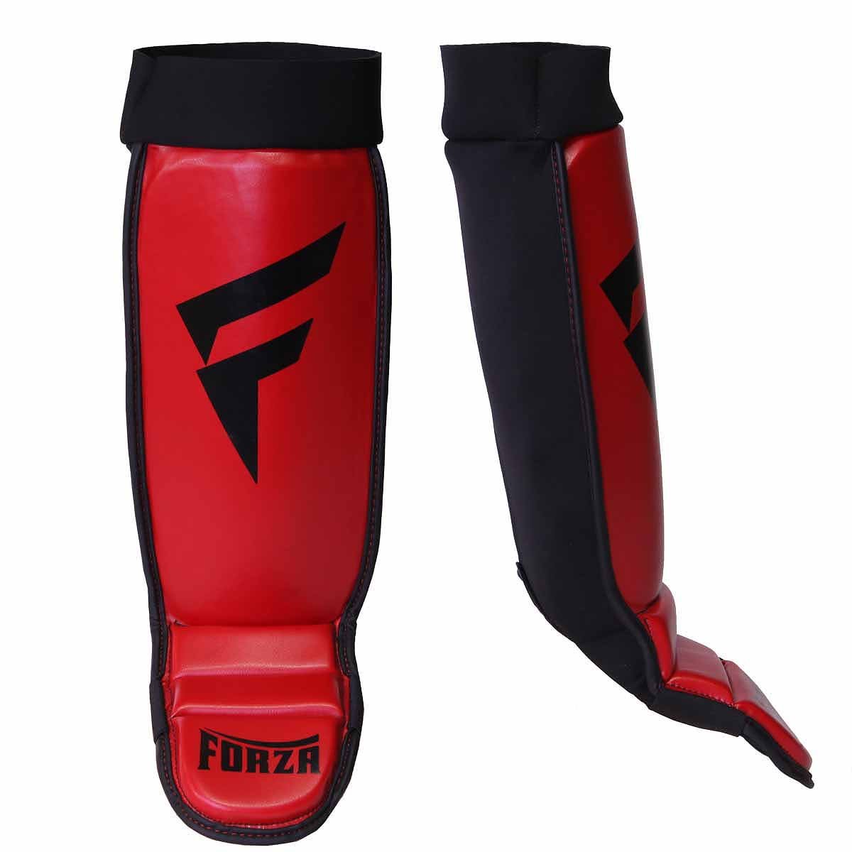 Forza Sports Vinyl Instep Shin Guards - Red/Black - Forza Sports