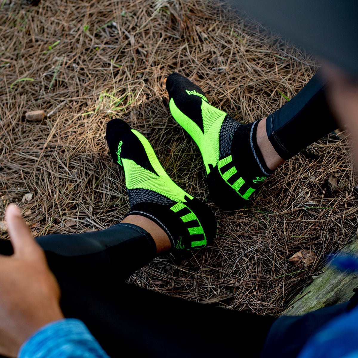 Balega Hidden Comfort No Show Running Socks - Denim/Neon Orange - Forza Sports