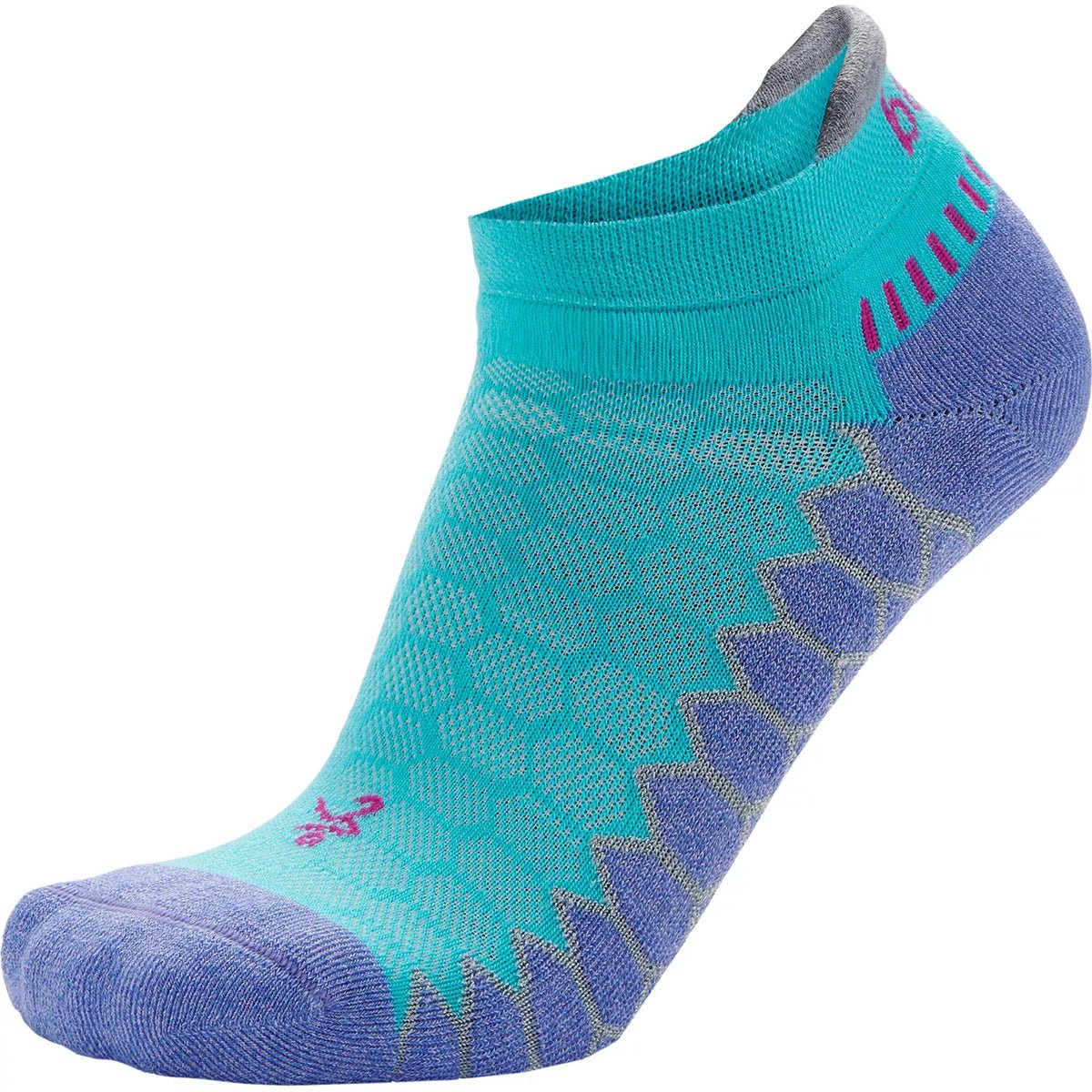 Balega Silver No Show Running Socks - Neon Aqua/Lavender - Forza Sports