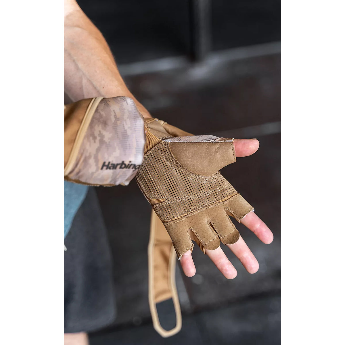 Harbinger Unisex Pro Wrist Wrap Weight Lifting Gloves - Tan Camo Harbinger