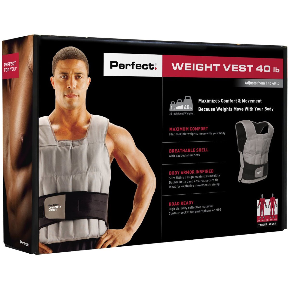 Perfect Fitness Fully Adjustable Neoprene Weighted Vest - 40 lb. - Forza Sports