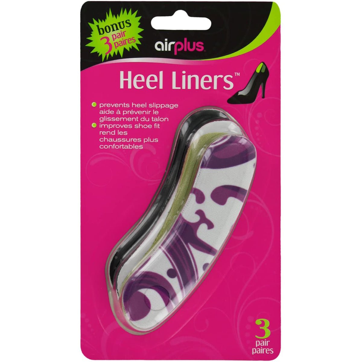 Airplus Women's Fashion Print Pain Relief Comfort Heel Liners - 3 - Pairs - Forza Sports