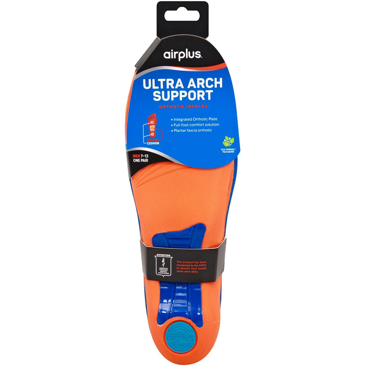 Airplus Men's Size 7 - 13 Ultra Arch Support Orthotic Full Length Shoe Insoles - Forza Sports