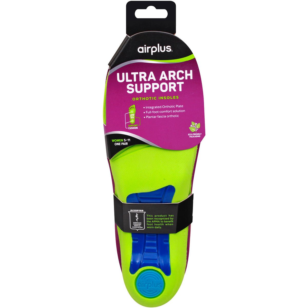 Airplus Women's Size 5 - 11 Ultra Arch Support Orthotic Full Length Shoe Insoles - Forza Sports