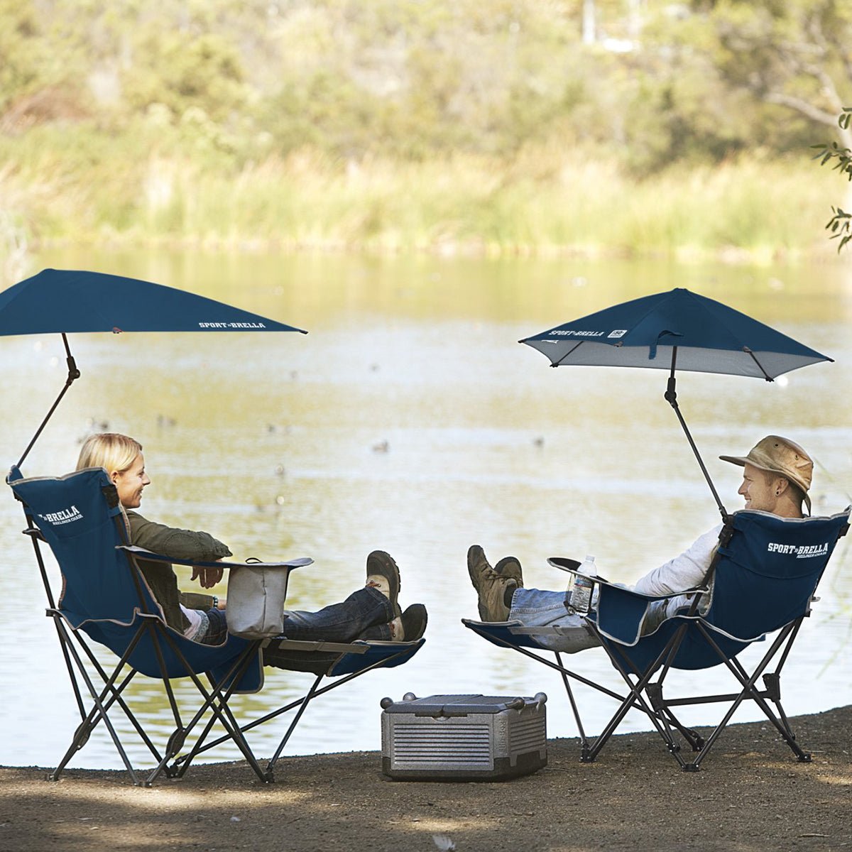 Sport - Brella Portable Outdoor Reclining Chair with Umbrella - Midnight Blue