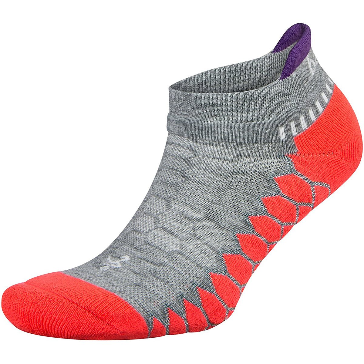 Balega Silver No Show Running Socks - Gray/Neon Coral - Forza Sports