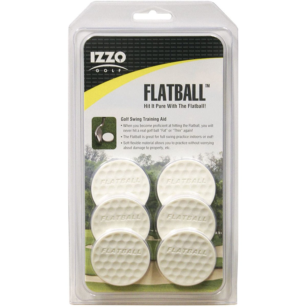 Pack of IZZO Golf Flatball training aid in packaging on a white background