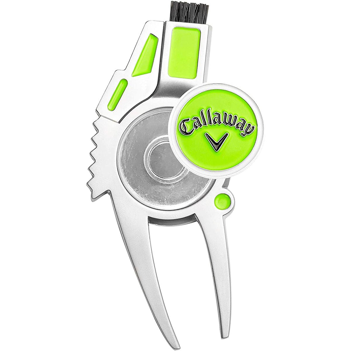 Callaway golf divot repair tool with green accents on a white background