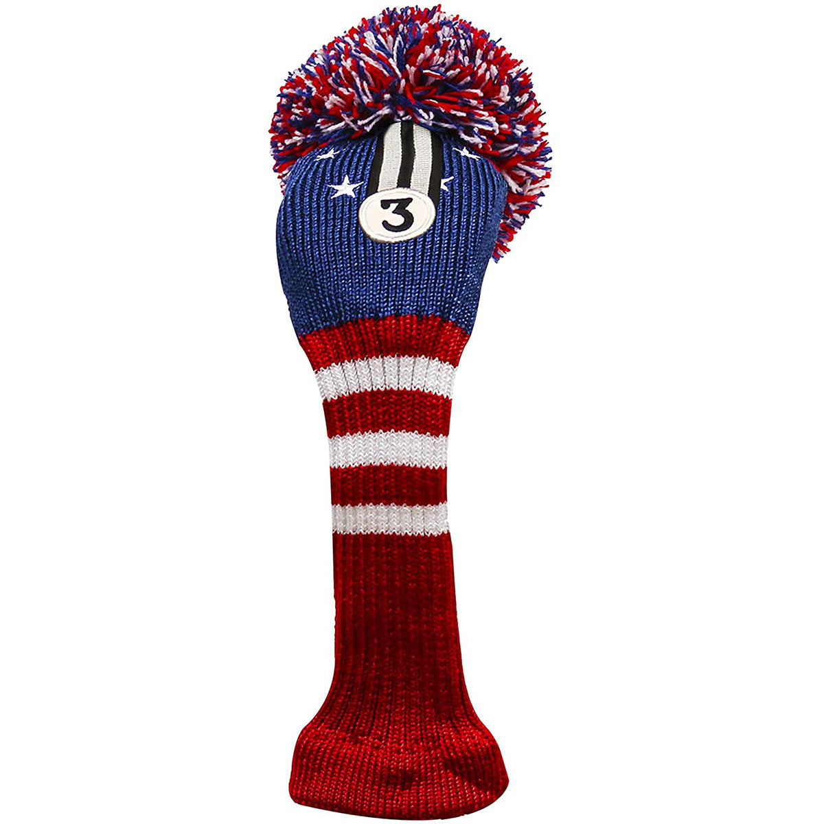IZZO Vintage Knitted Golf Club Headcover - Red/White/Blue IZZO Golf