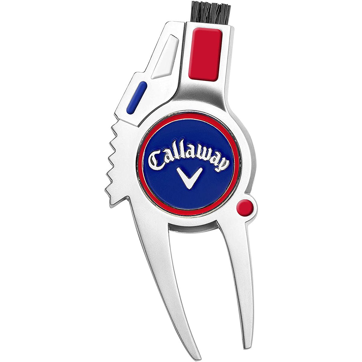Callaway golf divot repair tool with red and blue accents on a white background