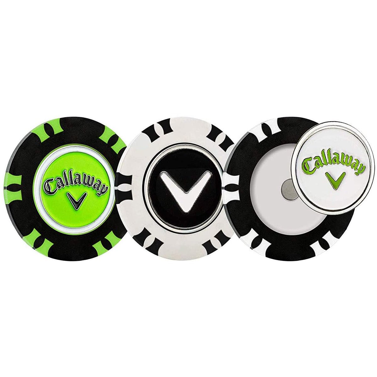 Callaway Dual - Mark Poker Chip Golf Ball Marker - 3 - Pack - Black/White - Forza Sports