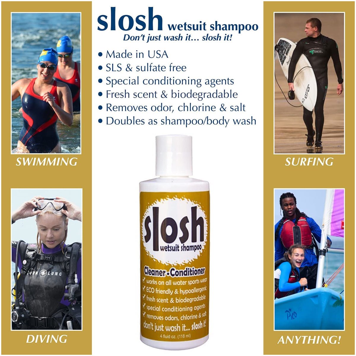 JAWS 4 oz. Slosh Wetsuit Shampoo - 2 - Pack - Forza Sports