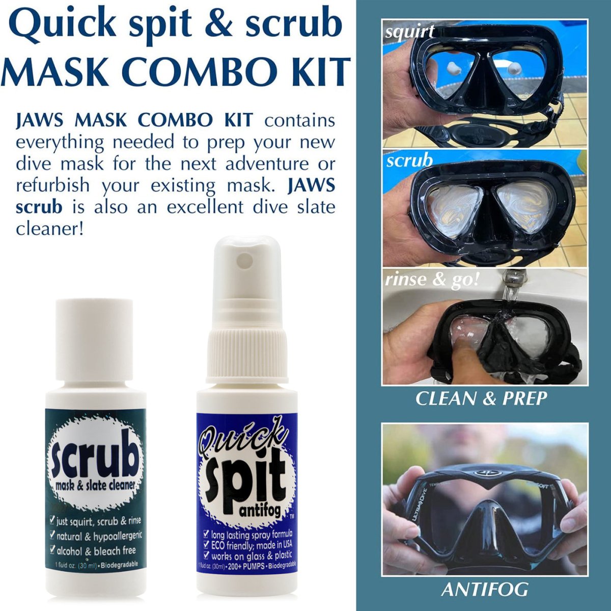 JAWS Scrub and Quick Spit Combo Kit for Water Sports and Gear - Forza Sports