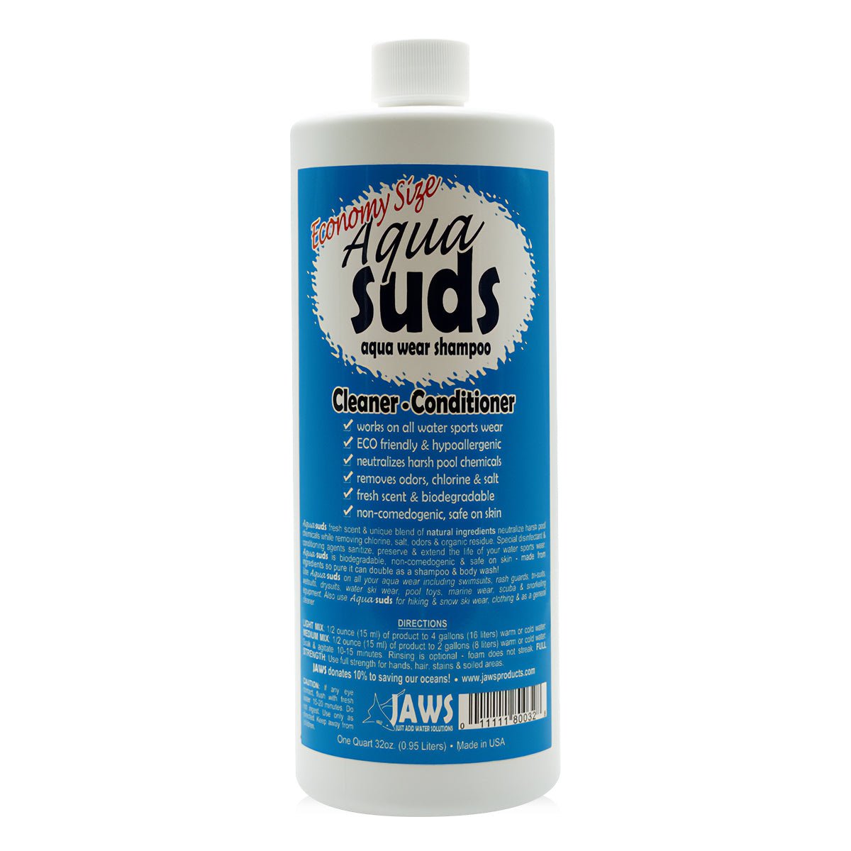 JAWS 32 oz. Aqua Suds Aqua Wear Shampoo for Water Sports and Gear - Forza Sports
