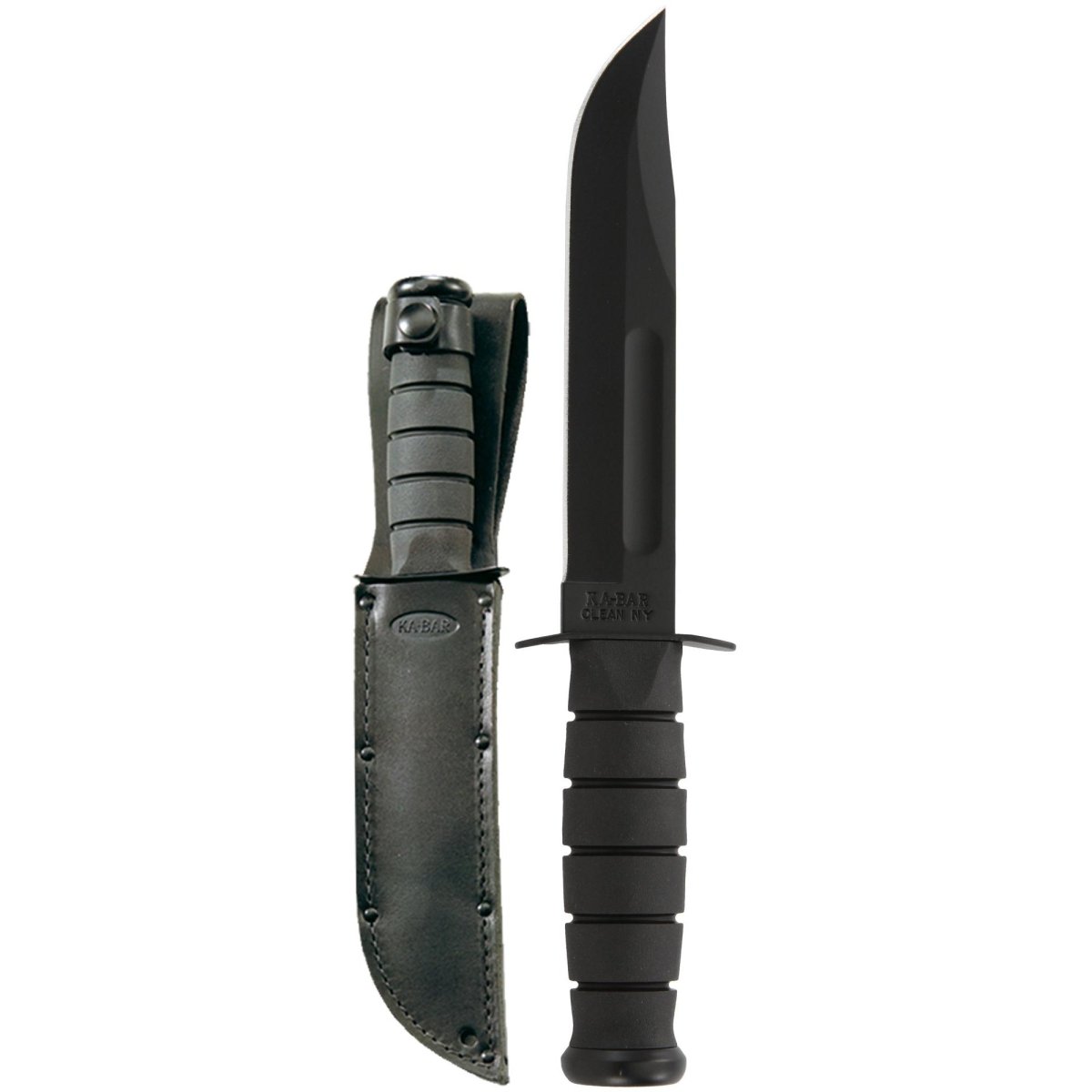 KA - BAR 7" Fixed Blade Full - Size Straight Edge Utility Knife w/ Sheath - Black - Forza Sports
