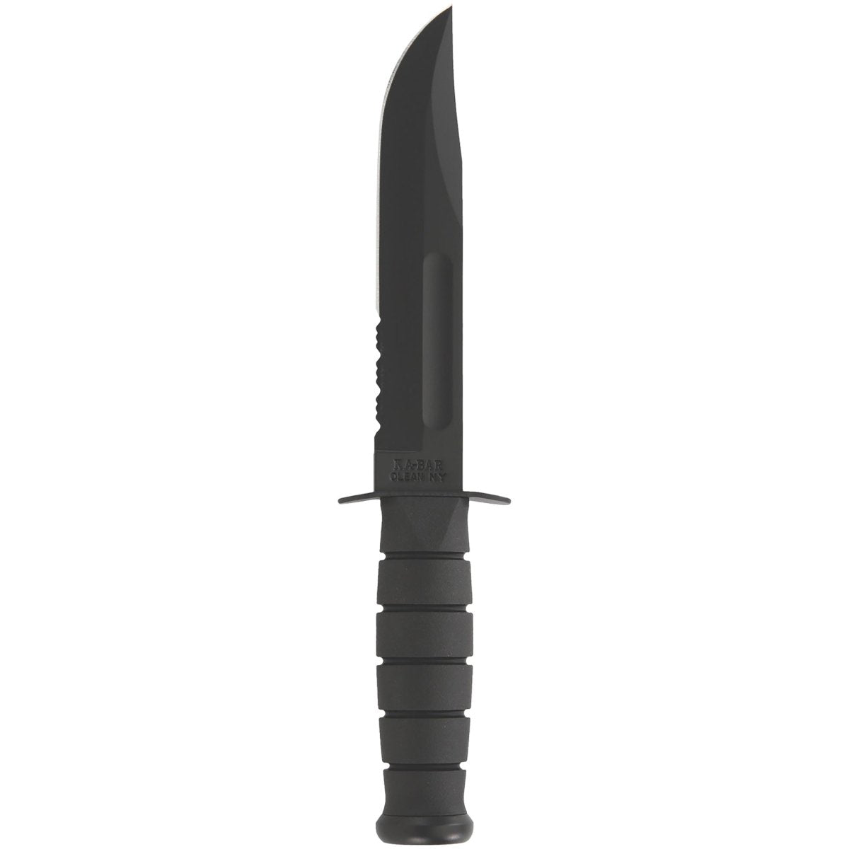 KA - BAR 7" Fixed Blade Full - Size Serrated Edge Knife w/ Sheath - Black - Forza Sports