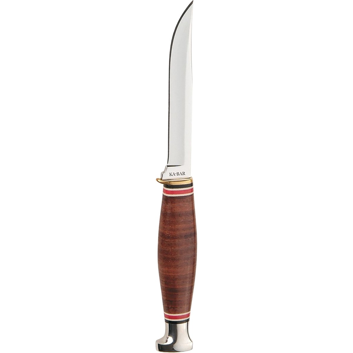 KA - BAR 3.625" Fixed Blade Little Finn Straight Point Knife w/ Sheath - Brown - Forza Sports