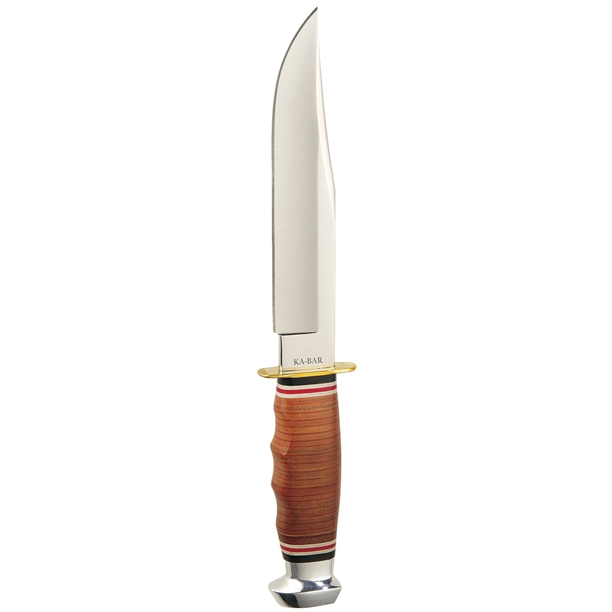KA - BAR 6.938" Fixed Blade Bowie Leather Handle Knife w/ Sheath - Brown - Forza Sports