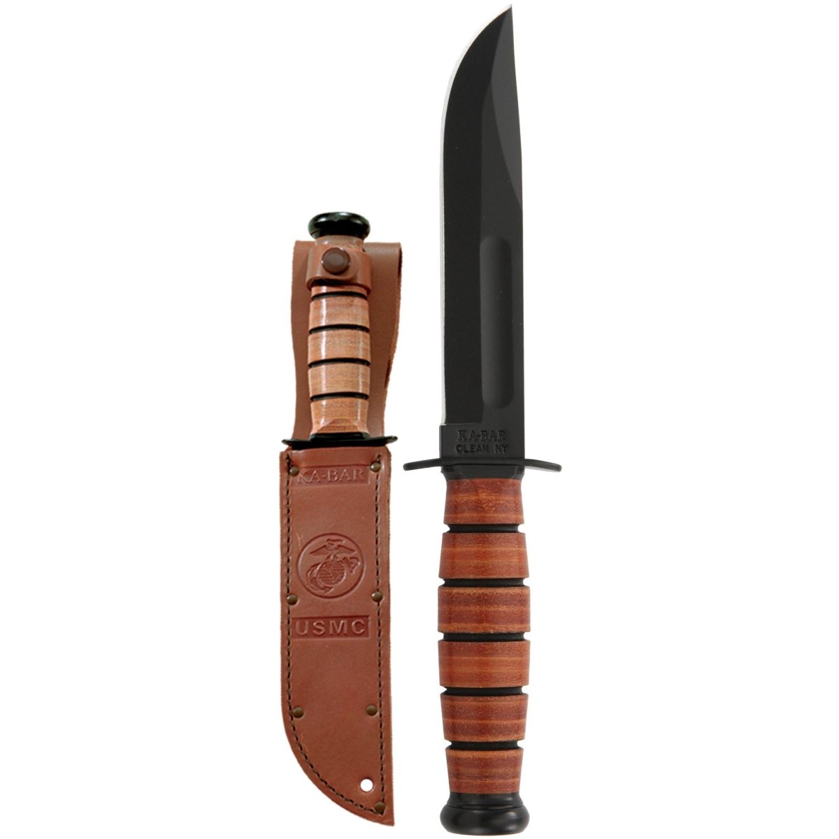 KA - BAR 5.25" Fixed Blade USMC Short Knife w/ Sheath - Brown - Forza Sports