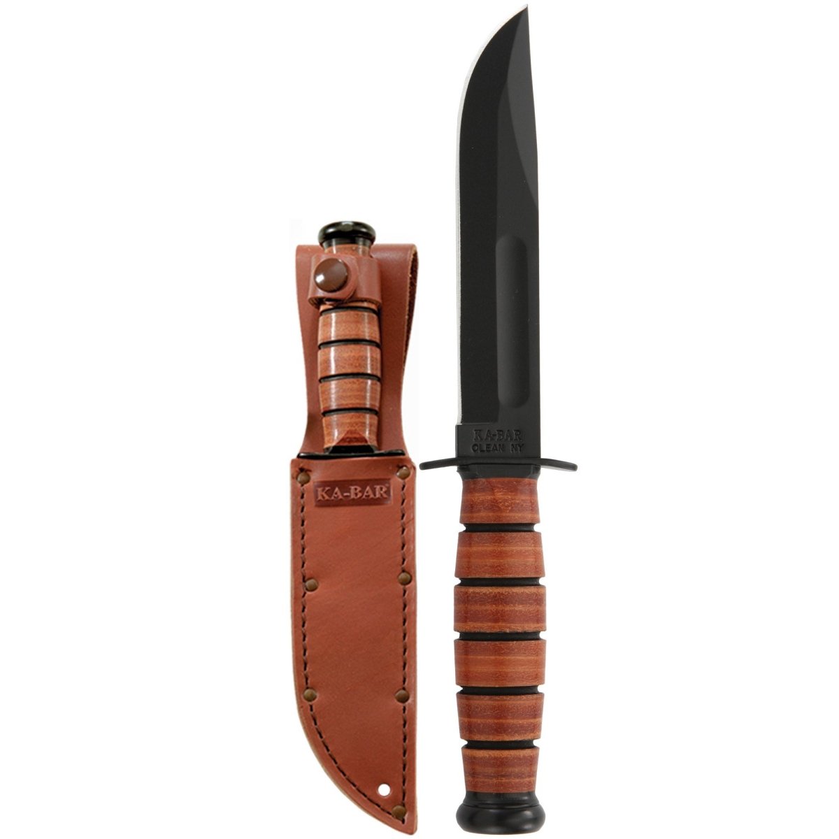 KA - BAR 5.25" Fixed Blade Short Fighting/Utility Knife w/ Sheath - Brown - Forza Sports