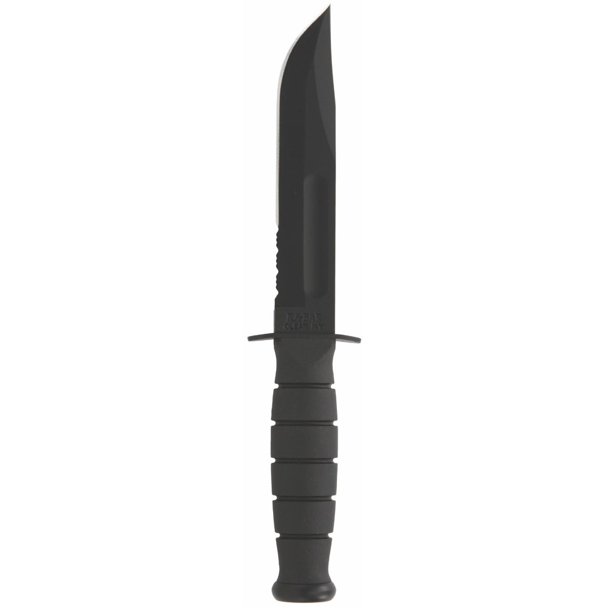 KA - BAR 5.25" Fixed Blade Short Serrated Knife w/ Sheath - Black - Forza Sports