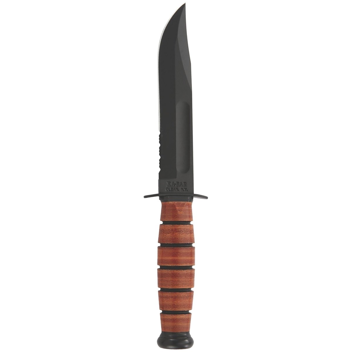 KA - BAR 5.25" Fixed Blade Short Fighting/Utility Serrated Knife w/ Sheath - Brown - Forza Sports