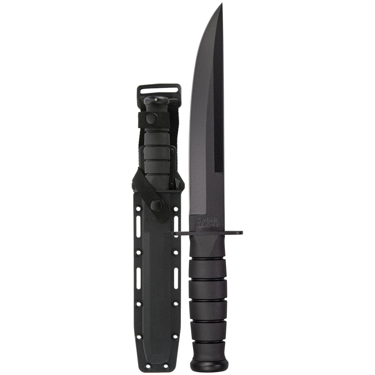 KA - BAR 8" Fixed Blade Modified Tanto Knife w/ Sheath - Black - Forza Sports