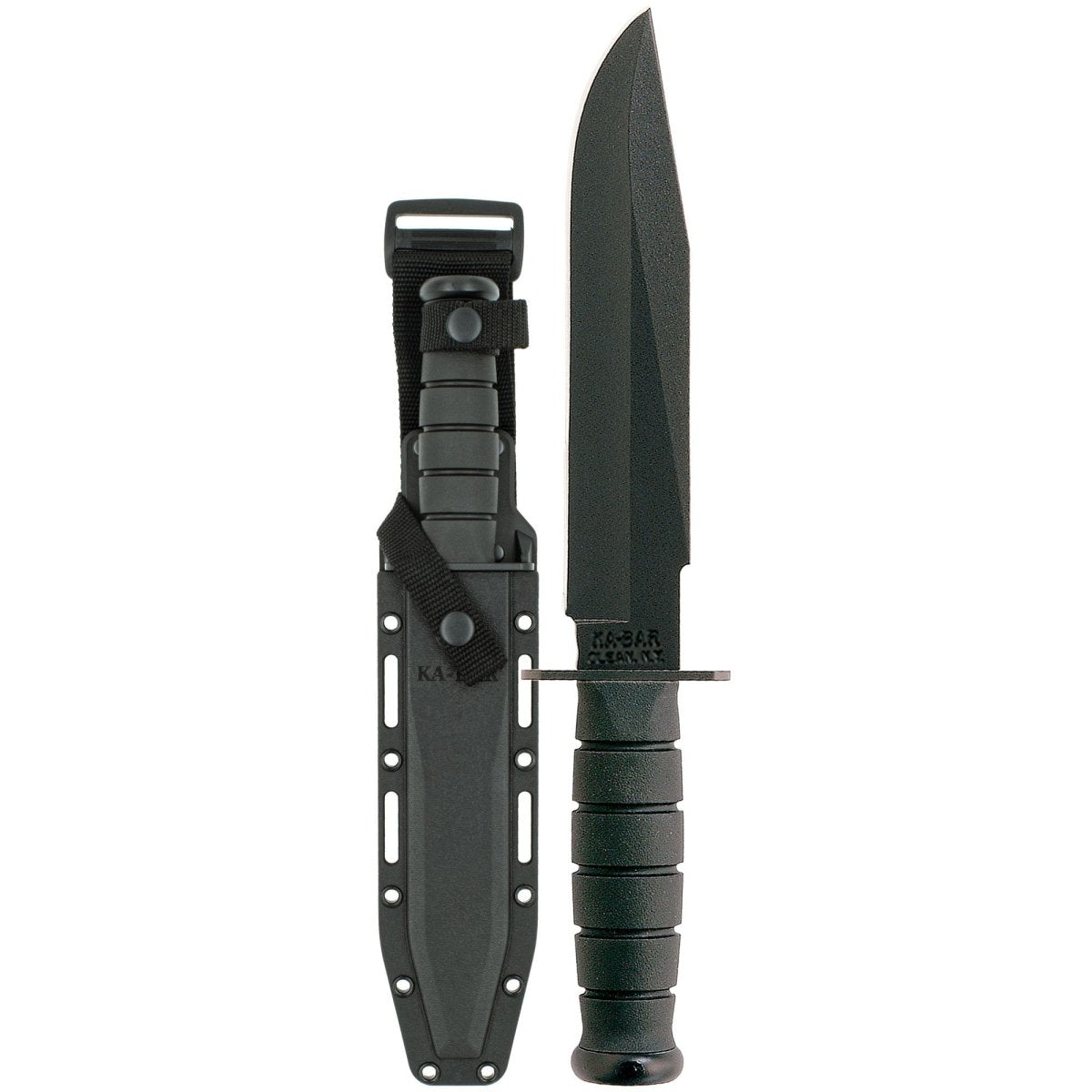 KA - BAR 8" Fixed Blade Fighter Straight Edge Knife w/ Sheath - Black - Forza Sports
