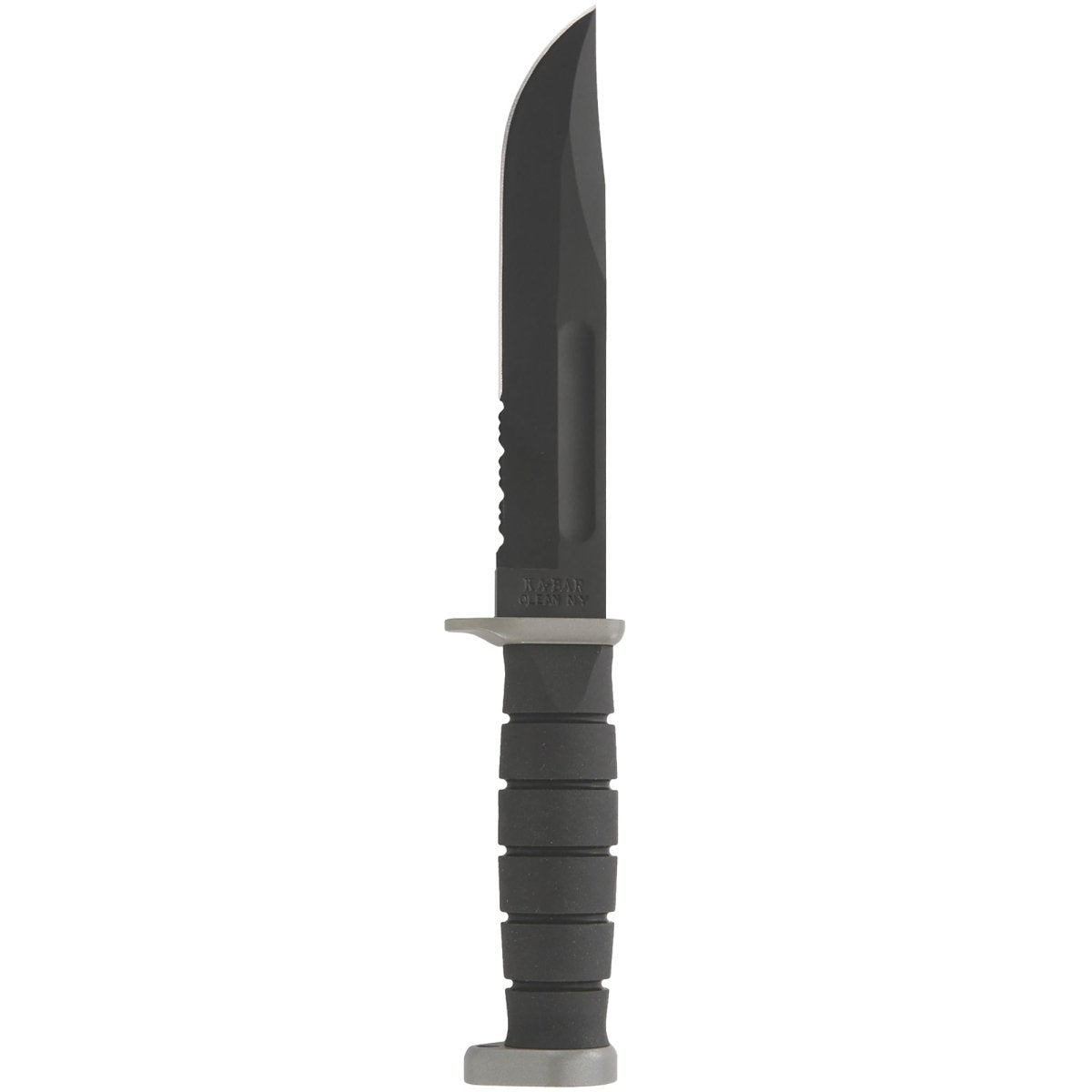 KA - BAR 7" Blade D2 Extreme Partially Serrated Knife w/ Plastic Sheath - Black - Forza Sports